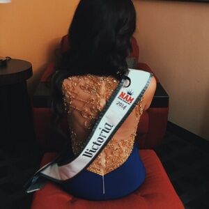 Royal Blue and Gold Prom Dress